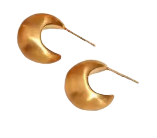 Half Moon Brushed Brass Earrings