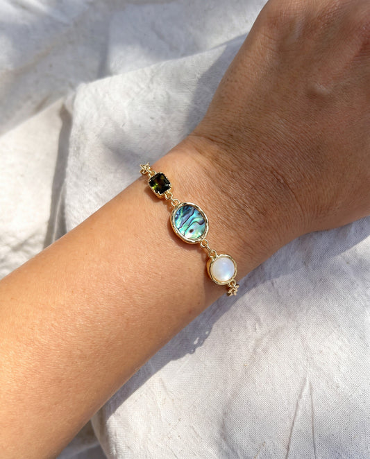 Melt Chain Bracelet worn on the wrist, shown true to size