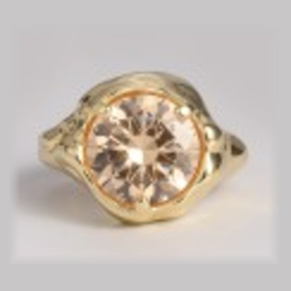 Solar Disc Ring in 18K gold vermeil with round citrine