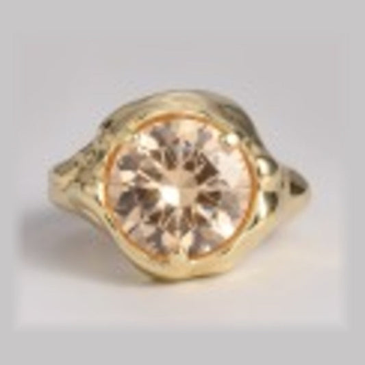Solar Disc Ring in 18K gold vermeil with round citrine