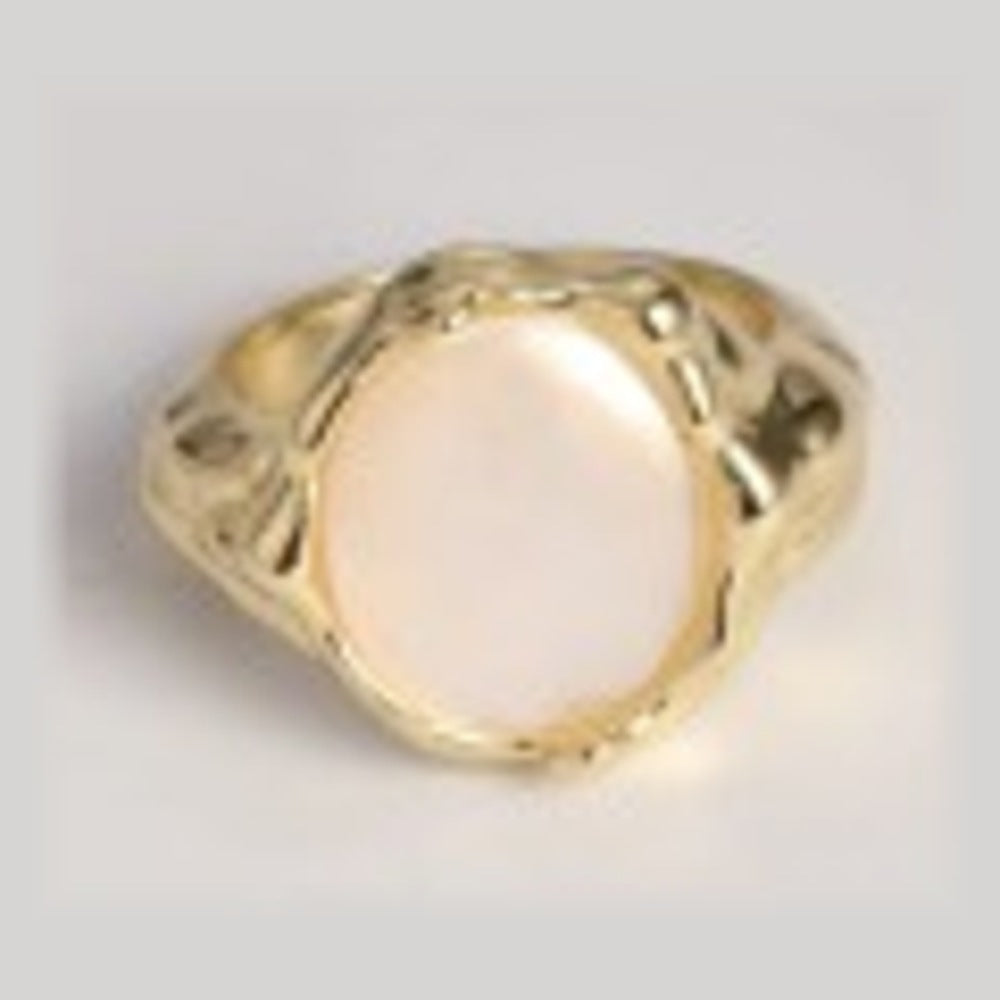 Liquid Pearl Ring in 18K gold vermeil with oval mother-of-pearl, sculptural statement ring