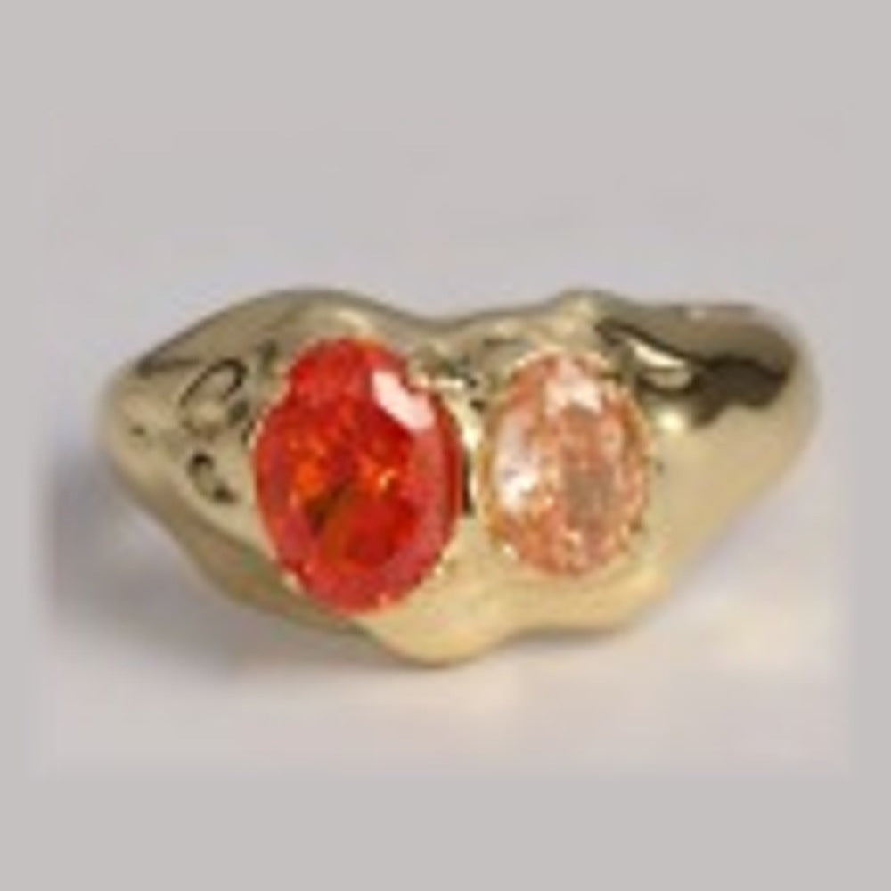 Ember Double Stone Ring in 18K gold vermeil with orange and peach stones