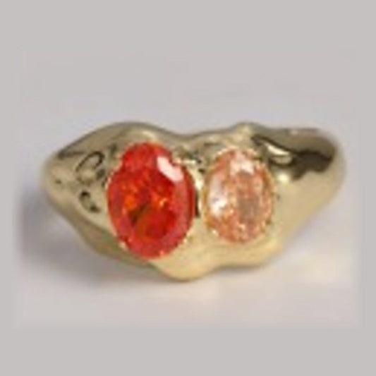 Ember Double Stone Ring in 18K gold vermeil with orange and peach stones